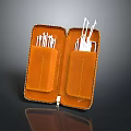 Orange Leather Tool Organizer Pouch with Various Tools for Household Use 3d model