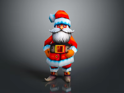 Santa Claus Character Design In Red Costume With White Beard And Belt Details 3d model
