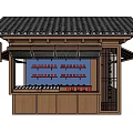 Japanese Style Container Building With Wooden Structure Tile Roof And Open Front Display Shelves