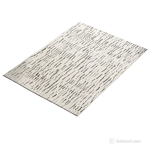 Modern Minimalist Square Rug with Light Background and Black Abstract Lines 3d model 