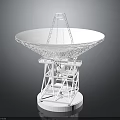 Large White Parabolic Radio Telescope Dish With Metal Support Structure Framework 3d model