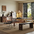 Modern Middle Ancient Style Restaurant Dining Table Dining Chair Sideboard Accessories Combination 3d model