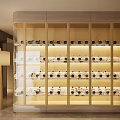 Modern Wine Cabinet With Glass Door Layered Shelves And Elegant Lighting For Wine Bottles