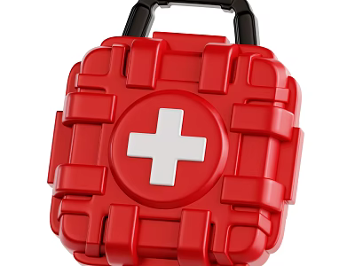 Red Portable Medical First Aid Kit With Sturdy Case And White Cross Design 3d model