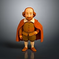 A Man Wearing Brown Coat Red Cape And White Collar Standing On Gray Background