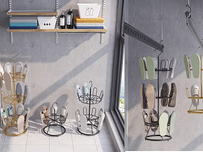 Modern Living Supplies With Metal Shoe Racks Shelf Storage Containers And Home Organizers 3d model