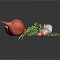 Fresh Vegetables and Herbs with Onion Garlic Thyme Rosemary and Pepper