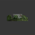 Stone Circular Structure Model With Lush Green Vegetation And Entrance Details