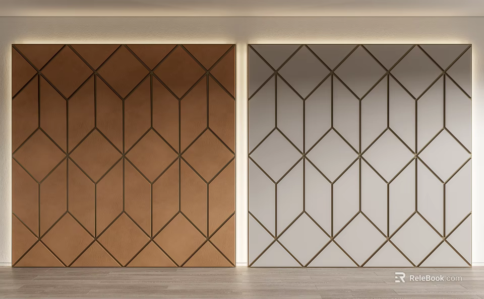 Modern Interior Background Wall With Brown Gray Geometric Diamond Pattern Lines 3d model