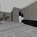 Modern Hotel Lobby Interior With Stone Walls Marble Floors And Seating