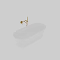 Modern White Freestanding Bathtub Design With Pedestal And Brass Fixtures