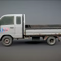 White Small Pickup Truck With Colorful Graphic Design And Open Cargo Bed