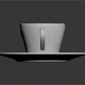 Stylish White Coffee Cup With Heart Latte Art And Coffee Beans On Saucer