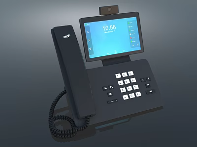 Modern Digital IP Phone With Touchscreen Display Keypad Camera And Handset 3d model