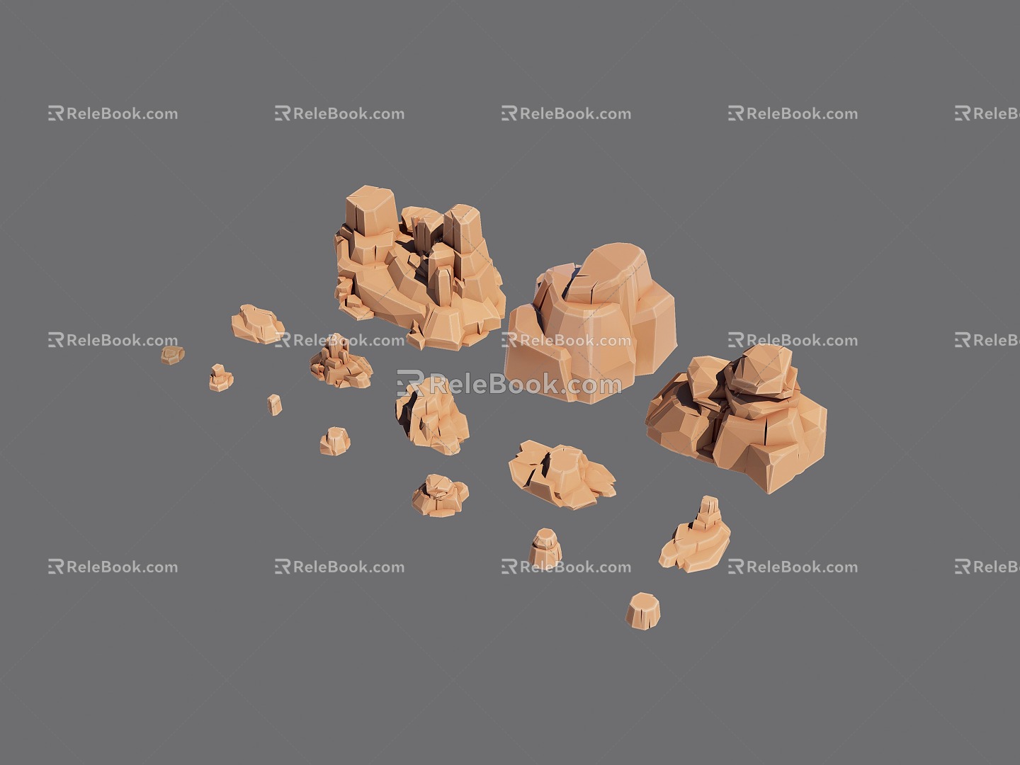 Cartoon Game Style Rock Desert Gobi Outdoor 3d model