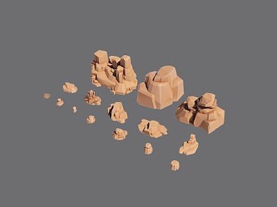 Cartoon Game Style Rock Desert Gobi Outdoor 3d model