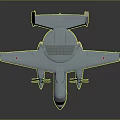 Light Blue Military Aircraft with Twin Propellers Radar Dome and Red Wing Markings