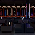 Modern KTV Interior Design With Neon Lights And Leather Seating