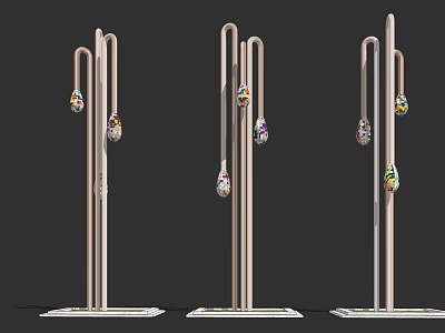 Modern Outdoor Lights With Metal Poles And Colorful Decorative Balls For Garden Decoration 3d model