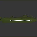 Green Boat Model With Open Deck Design And Row Of Small Windows