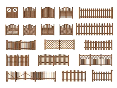 Different Styles Of Decorative Wooden Railings For Garden And Outdoor Use 3d model