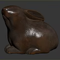 Handcrafted Brown Clay Rabbit Sculpture With Detailed Textured Surface 3d model