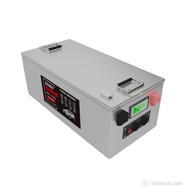 High Capacity Portable Power Battery With Digital Display And Metal Handles 3d model 