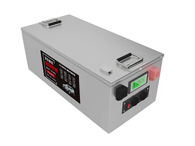 High Capacity Portable Power Battery With Digital Display And Metal Handles 3d model
