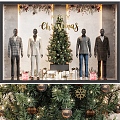 Shop Window Clothing Store Window Combination Clothing Store Christmas Tree 3d model