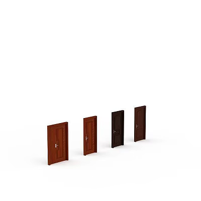 Four Different Colored Wooden Door Components for Home Interior 3d model