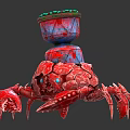 Red Crab Sculpture With Colorful Decorative Top Container And Intricate Design Details