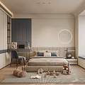 Modern Kids Bedroom With Bed Desk Toys And Storage