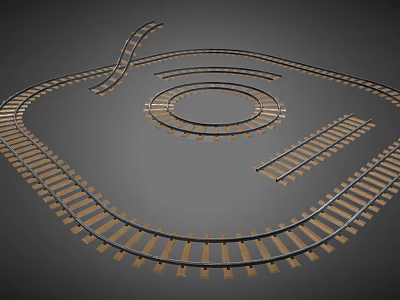 Toy Train Play Set Featuring Curved Railway Tracks Circular Loop And Various Track Sections 3d model