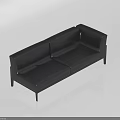 Irregular Shaped Black Leather Sofa Modern Interior Design For Living Area 3d model