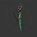 Fantasy Forest Creature Character With Antlers Green Skin And Leaf Decorated Costume