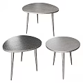 Modern Nesting Side Tables with Grey Metal Textured Tops and Sleek Thin Legs