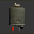 Automotive Fuel Filter With Metal Casing Red Knob And Inlet Outlet