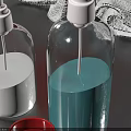 Household Items Collection with Wooden Box Red Box Leather Trunk Folded Towels and Bath Products