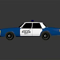 Classic Blue Police Car With Red And Blue Lights And POLICE Lettering
