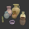 Collection of Ceramic Vases and Earthenware Pots with Small Statue and Decorative Bowl
