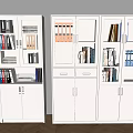 White File Cabinets With Glass Doors And Drawers Storing Files And Books In Office Room