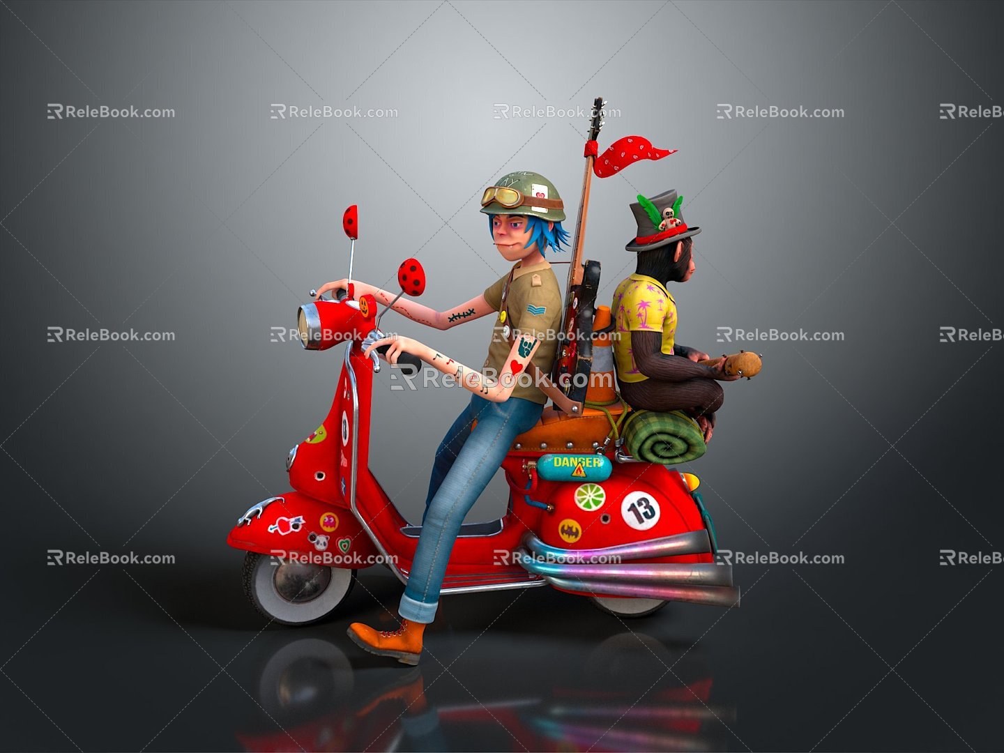 Scooter Motorcycle Two-wheeled Motocross Motorcycle Road Race Motorcycle Motor Vehicle 3d model