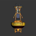 Yellow Orange Ocean Monitoring Buoy with Solar Panels and Antenna Structure