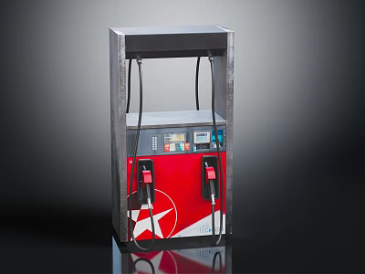 Gas Station Fuel Dispenser Featuring Two Red Fuel Nozzles White Body And Control Panel 3d model