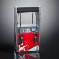 Gas Station Fuel Dispenser Featuring Two Red Fuel Nozzles White Body And Control Panel