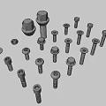 Different Types Of Metal Bolts And Nuts Fasteners On Blue Background