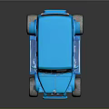 Blue Vintage Toy Car With Large Wheels And Retro Body Design