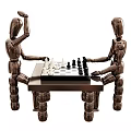 Modern ornaments combination chess sketch model puppet 3d model