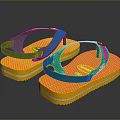 Casual Daily Flip Flops With Yellow Soles Green Straps And White Stripes