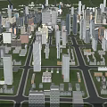 Aerial Urban Planning View With High Rise Buildings And City Road Network Layout